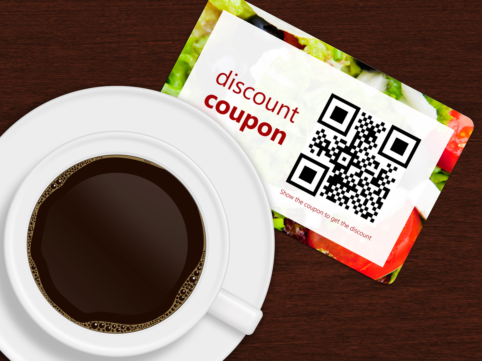 cup of coffee with discount coupon
